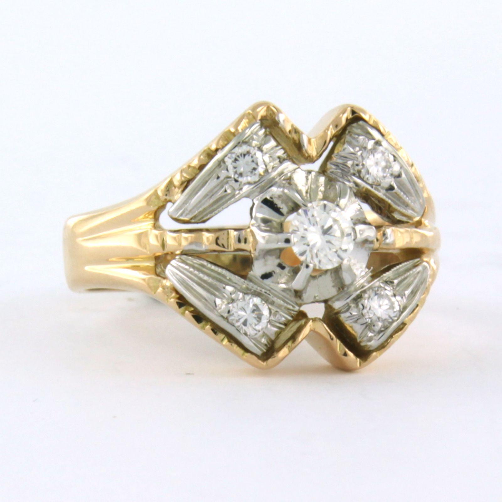 RETRO - Ring mit Diamanten aus 18k zweifarbigem Gold mit Diamanten  (Retro) im Angebot