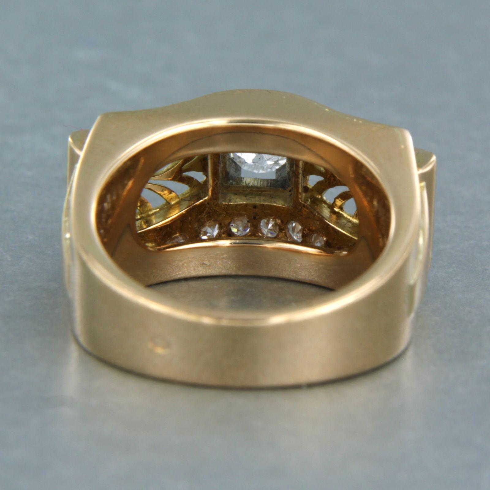 RETRO - Ring with diamonds 18k bicolour gold In Good Condition For Sale In The Hague, ZH
