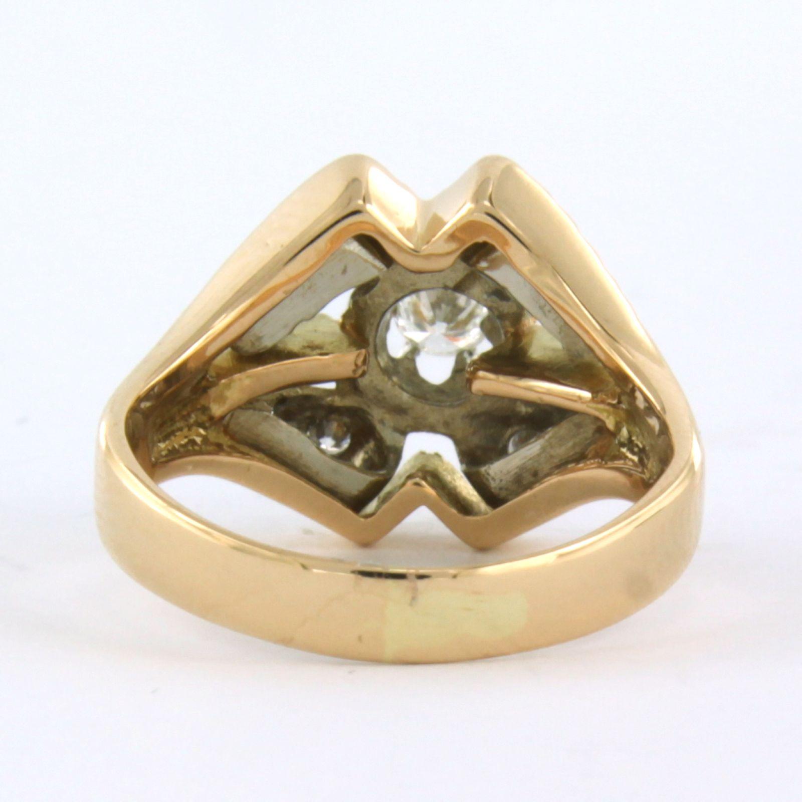 RETRO - Bague en or bicolore 18 carats avec diamants  Bon état - En vente à The Hague, ZH
