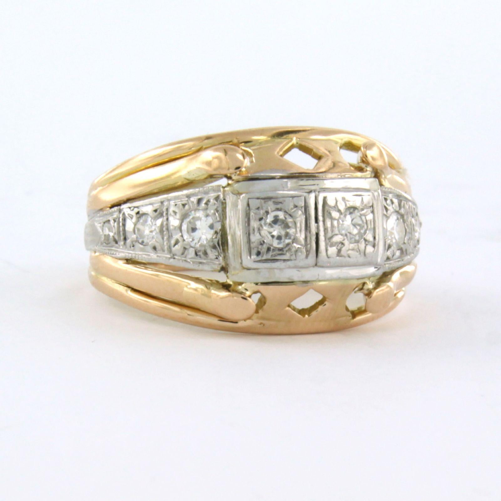 RETRO Bague en or bicolore 18 carats avec diamants Pour femmes en vente