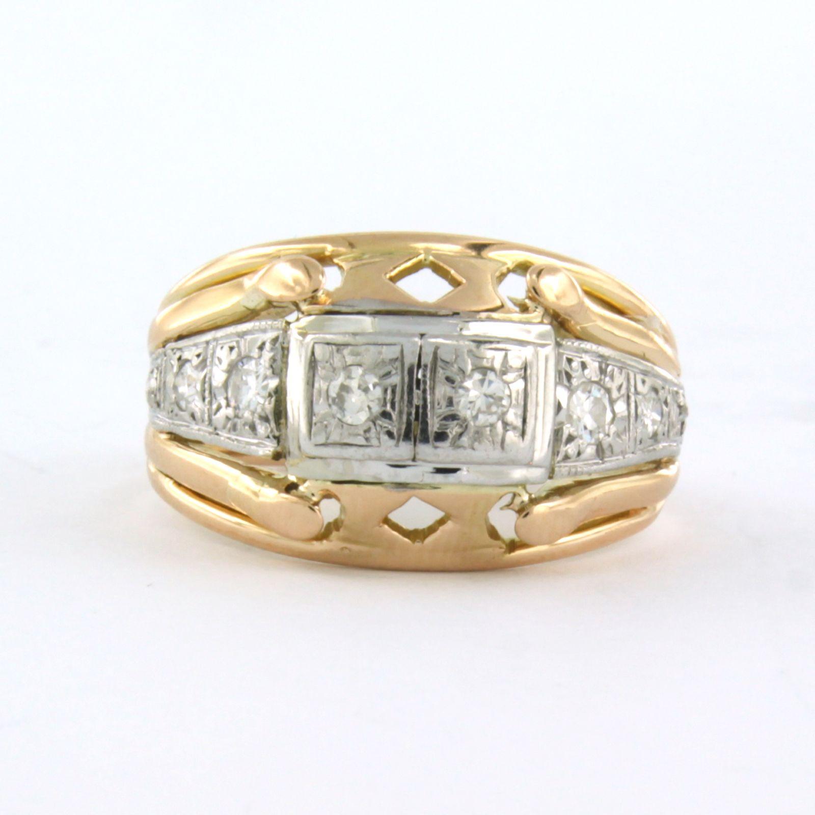 RETRO Ring with diamonds 18k bicolour gold For Sale 1