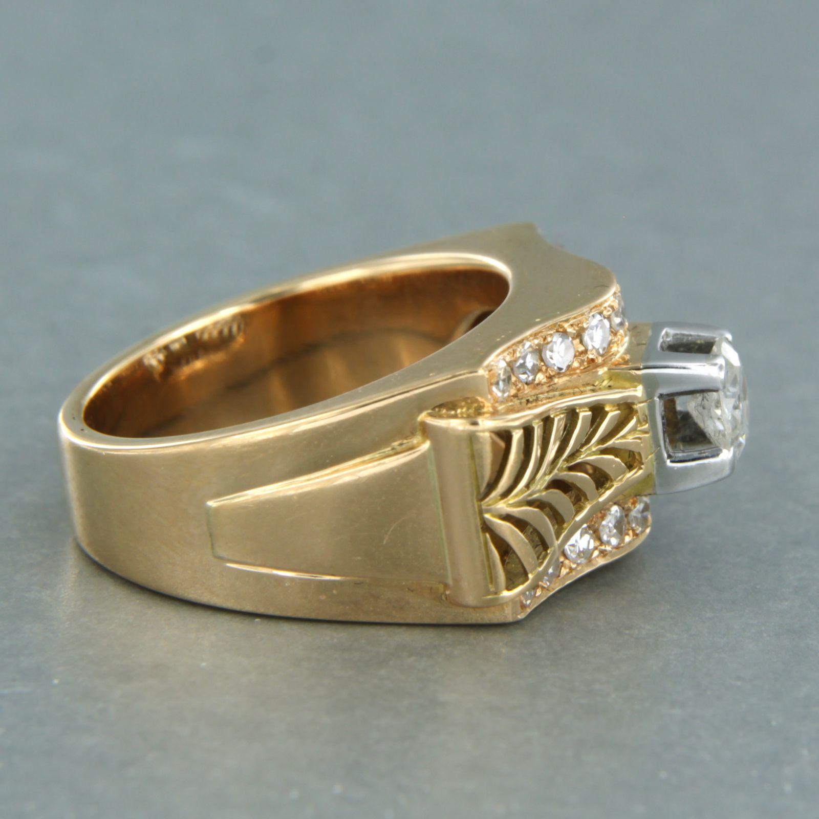RETRO - Ring with diamonds 18k bicolour gold For Sale 1
