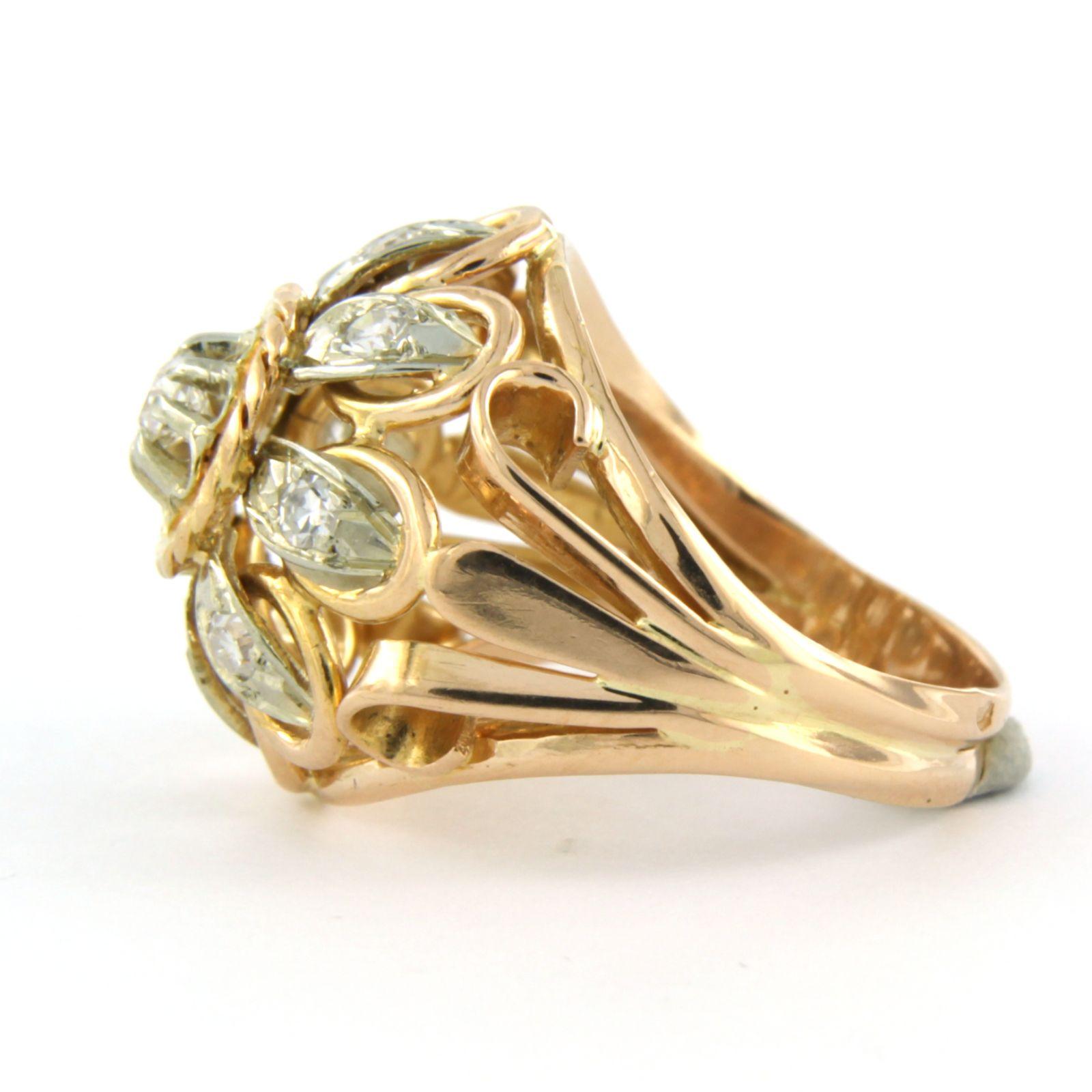 RETRO - Ring with diamonds 18k bicolour gold For Sale 1