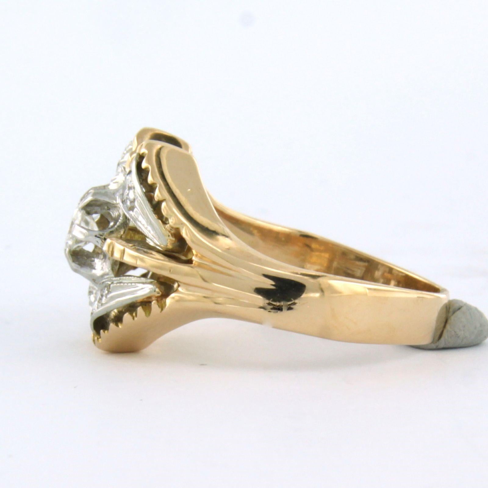 RETRO - Ring with diamonds 18k bicolour gold  For Sale 1