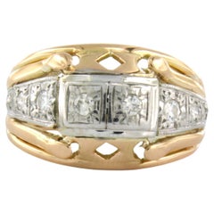 RETRO Ring with diamonds 18k bicolour gold