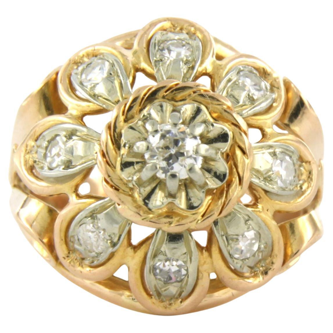 RETRO - Ring mit Diamanten aus 18k zweifarbigem Gold mit Diamanten im Angebot