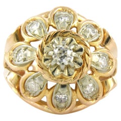 RETRO - Ring with diamonds 18k bicolour gold