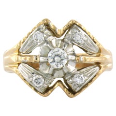 RETRO - Ring with diamonds 18k bicolour gold 