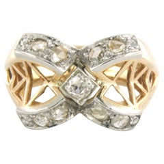 Vintage - Ring with diamonds 18k bicolour gold
