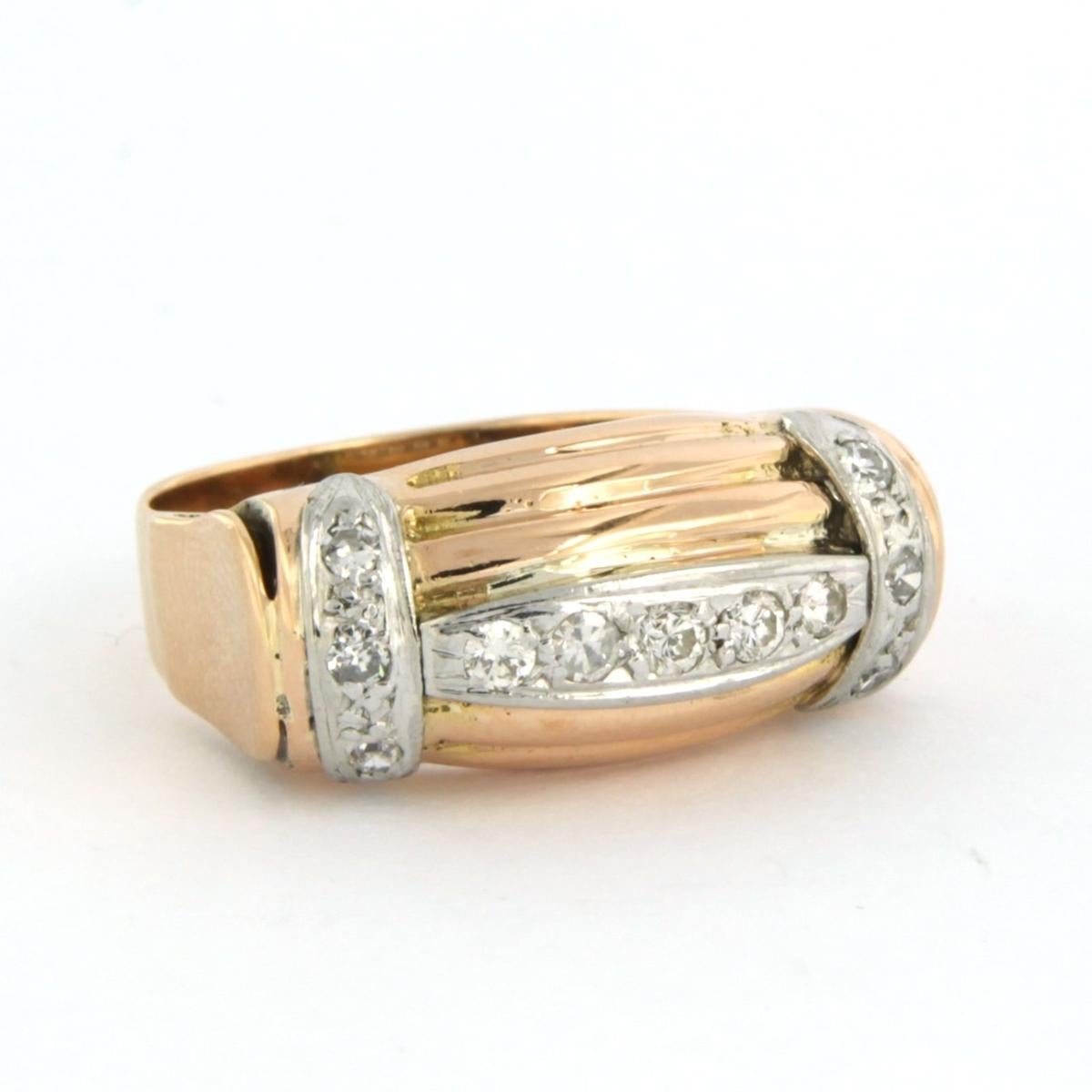 Brilliant Cut RETRO Ring with diamonds 18k gold For Sale