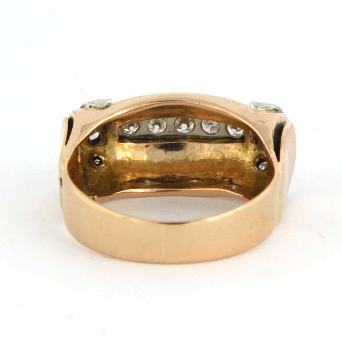 RETRO Ring with diamonds 18k gold In Good Condition For Sale In The Hague, ZH