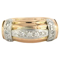 RETRO Ring with diamonds up to 0.28ct 18k bicolour gold