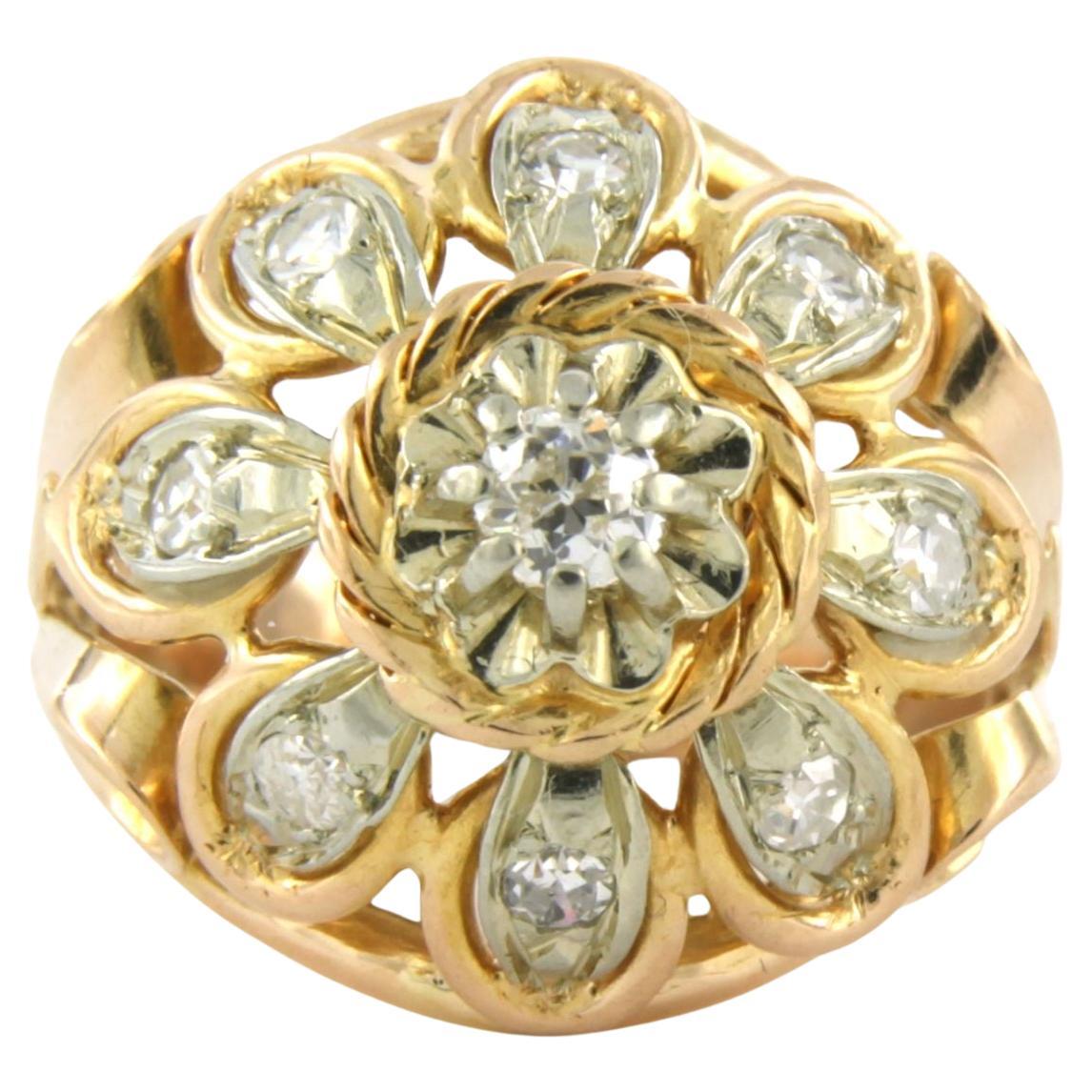 RETRO - Ring mit Diamanten bis zu 0,47 Karat 18k zweifarbigem Goldring