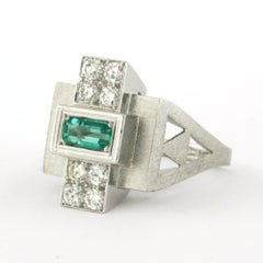 Anillo RETRO con esmeraldas y diamantes de talla brillante de hasta 0,50 ct, en oro de 14k