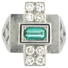 RETRO Ring mit Diamanten im Smaragd- und Brillantschliff bis zu 0,50ct 18k Gold 10,7 gr