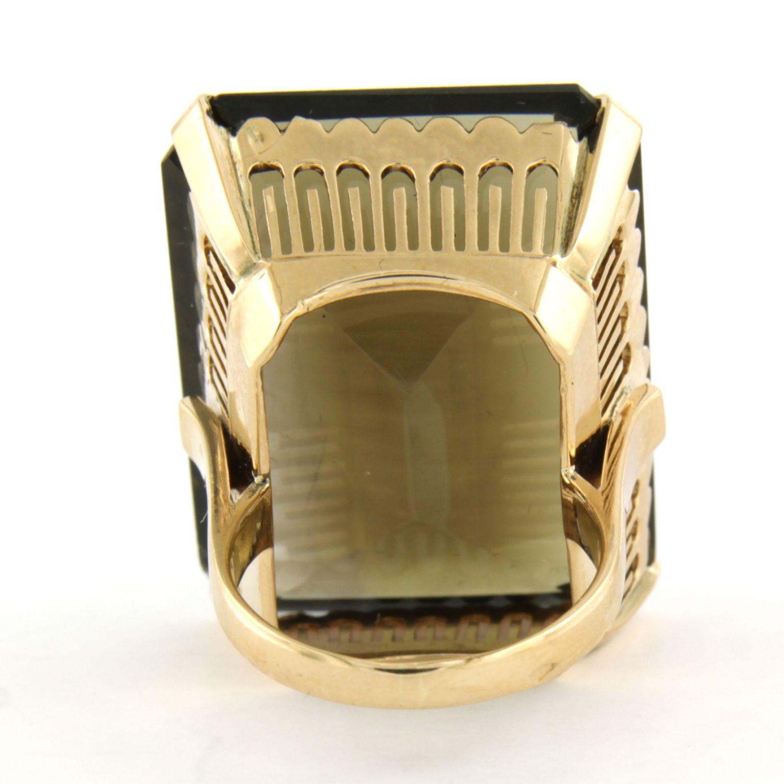 Taglio smeraldo Anello RETRO con granato fino a 56.00ct in oro rosa 14k 20.4 grammi in vendita