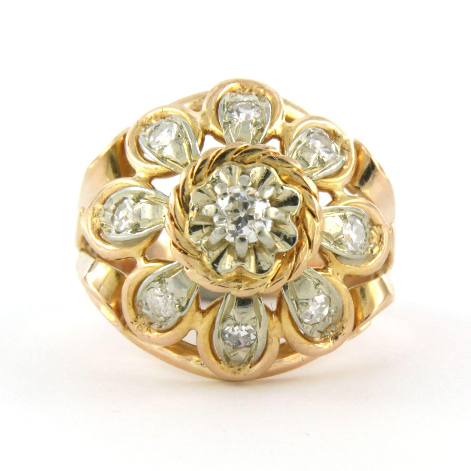 Bague RETRO avec diamants européens anciens et taille unique jusqu'à 0,47 carat or 18 carat Pour femmes en vente