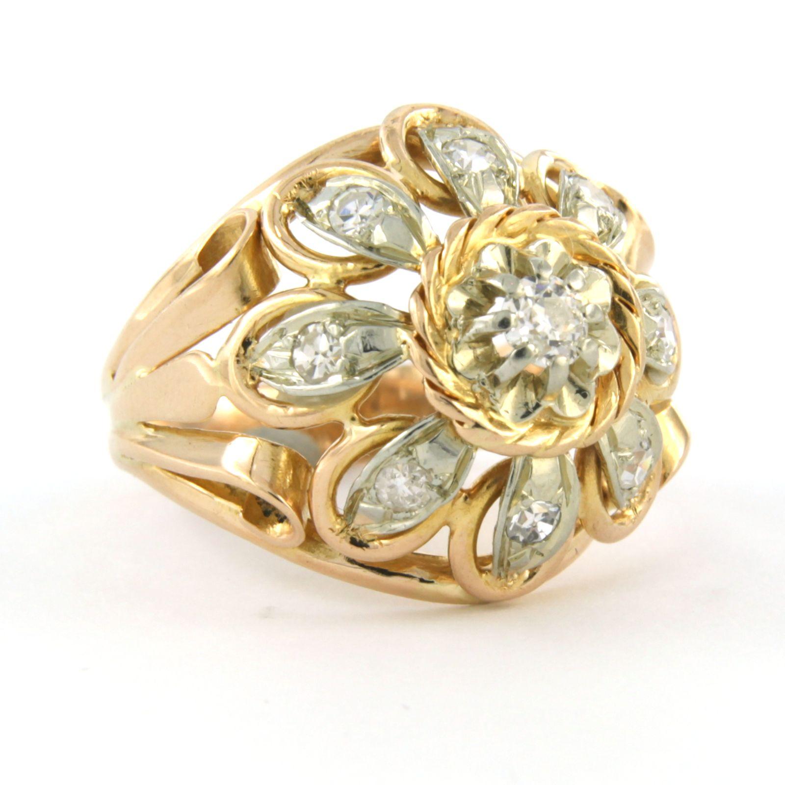 Donna Anello RETRO con diamanti antichi europei e diamanti a taglio singolo fino a 0,47ct in oro 18k in vendita