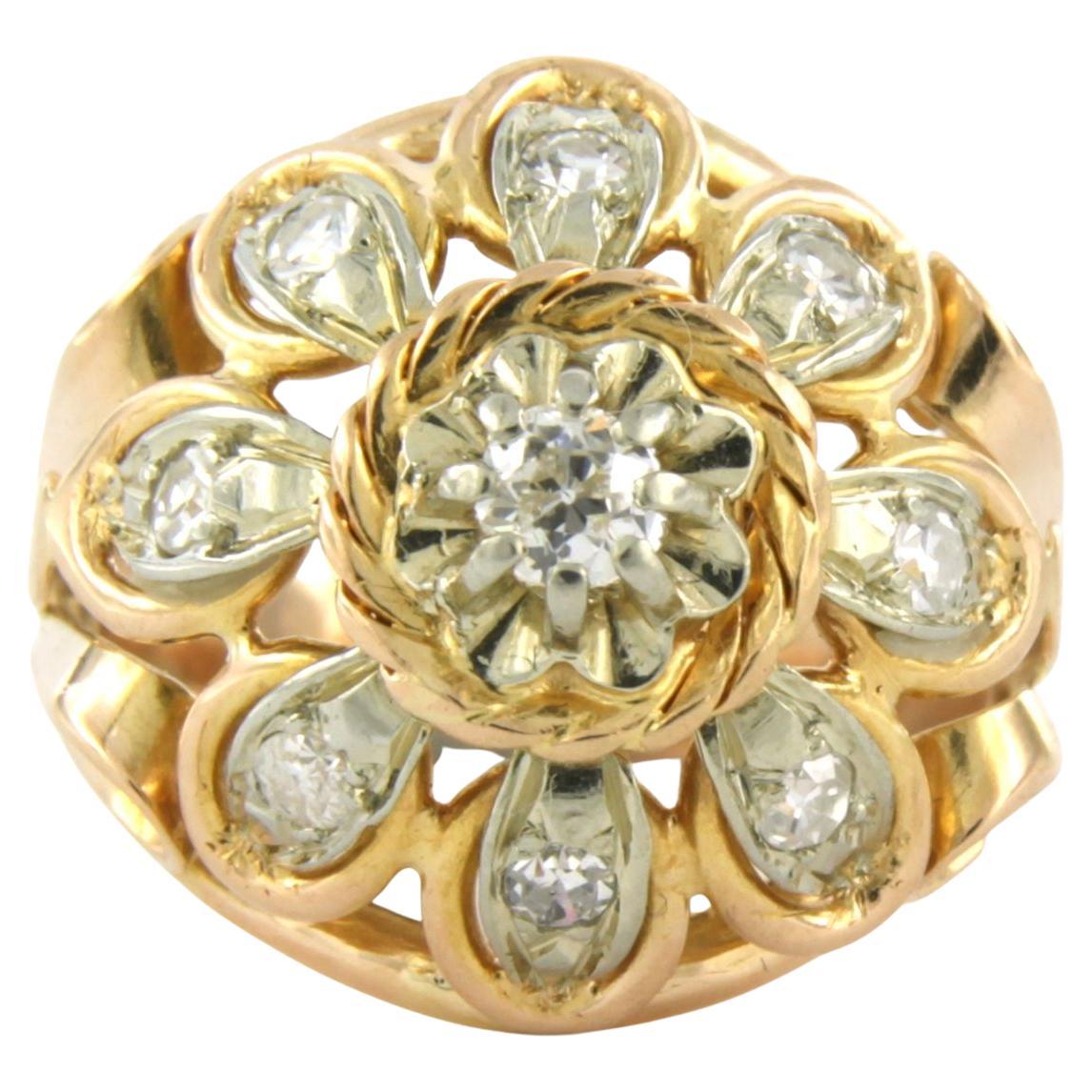 Anillo RETRO con diamantes europeos antiguos y talla única de hasta 0,47 ct Oro de 18k
