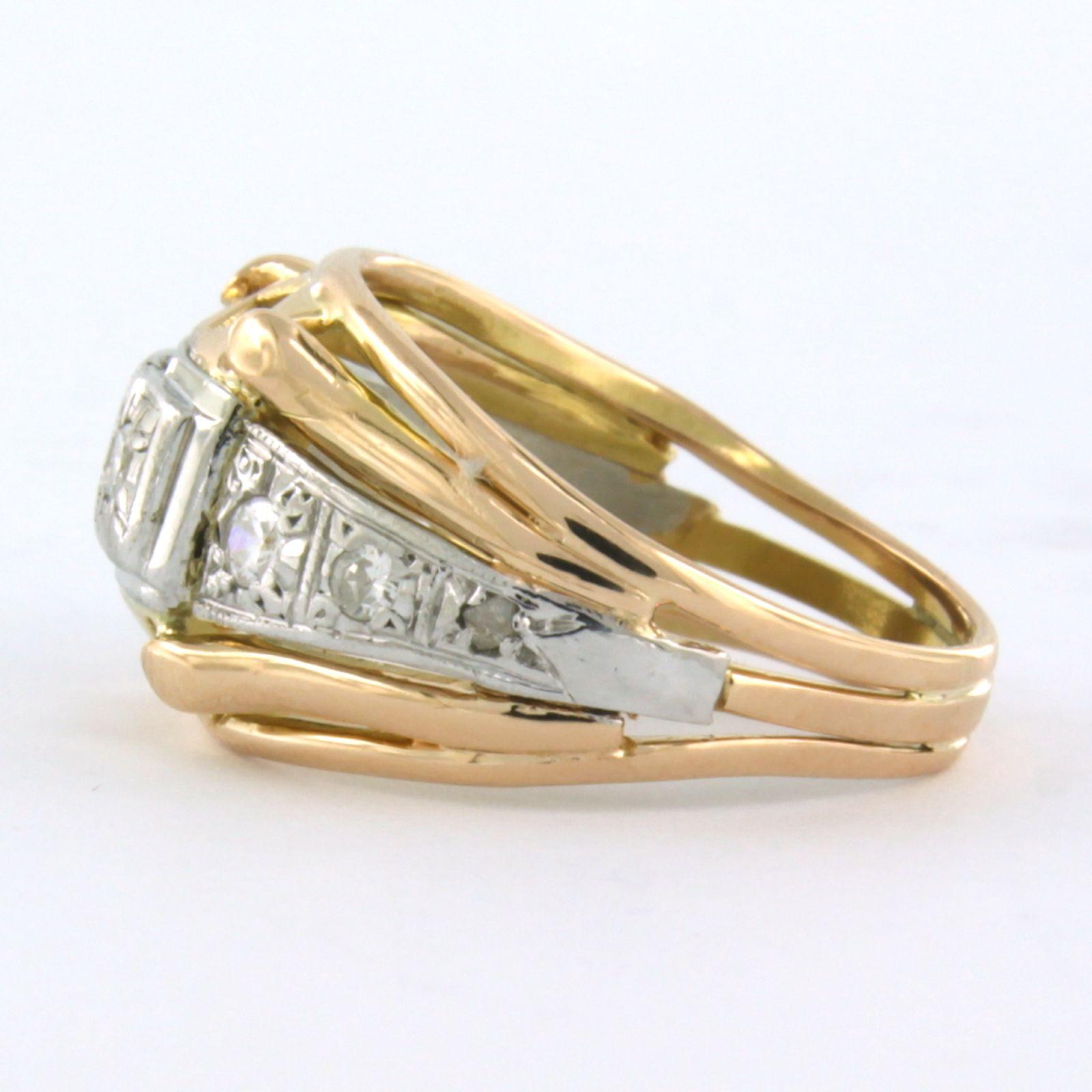 RETRO Ring mit Diamanten im alteuropäischen Schliff bis zu 0,22 Karat 18k zweifarbigem Gold im Zustand „Hervorragend“ im Angebot in The Hague, ZH