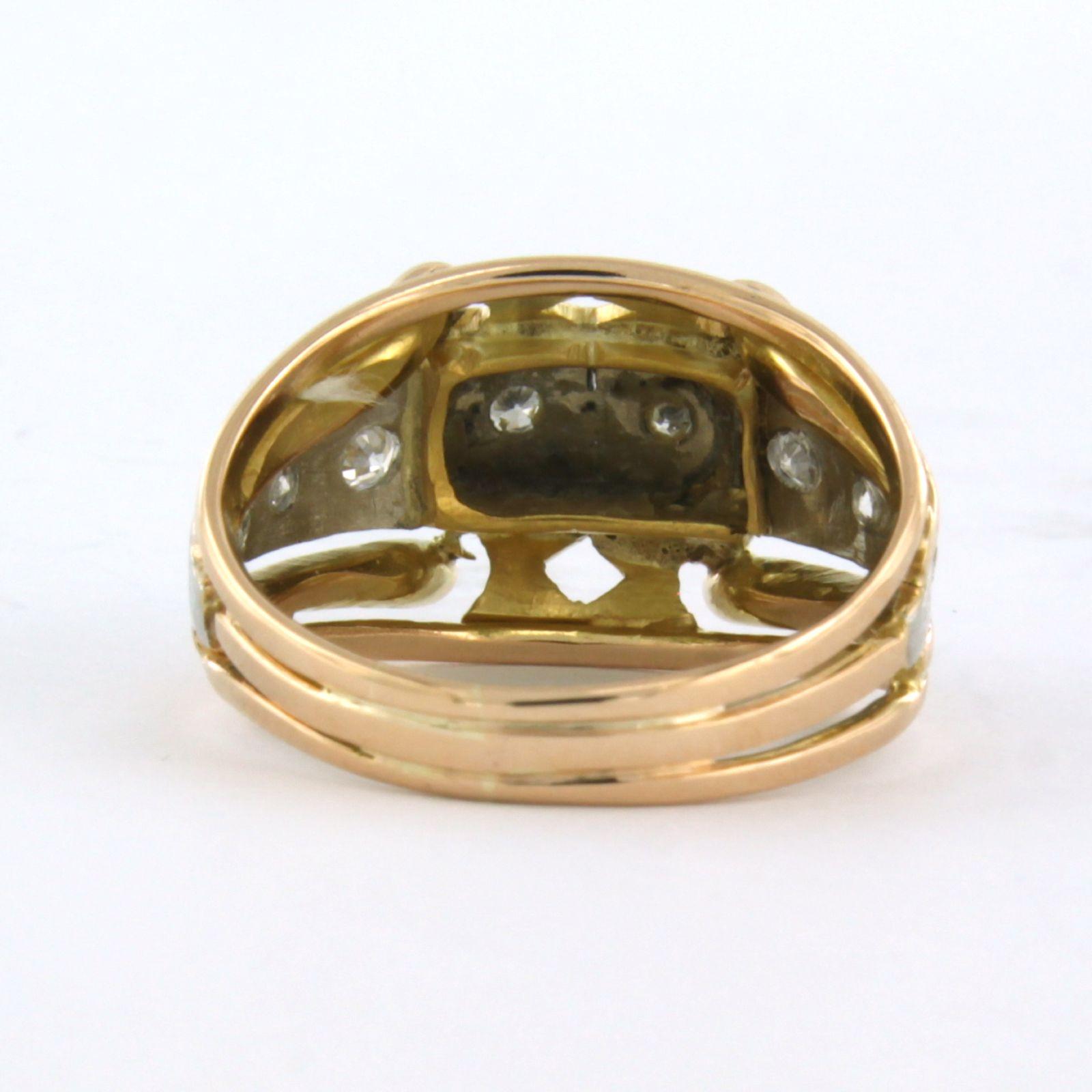 RETRO Ring mit Diamanten im alteuropäischen Schliff bis zu 0,22 Karat 18k zweifarbigem Gold im Angebot 1