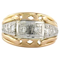 RETRO ring with old European cut diamonds up to 0.22ct 18k bicolour gold