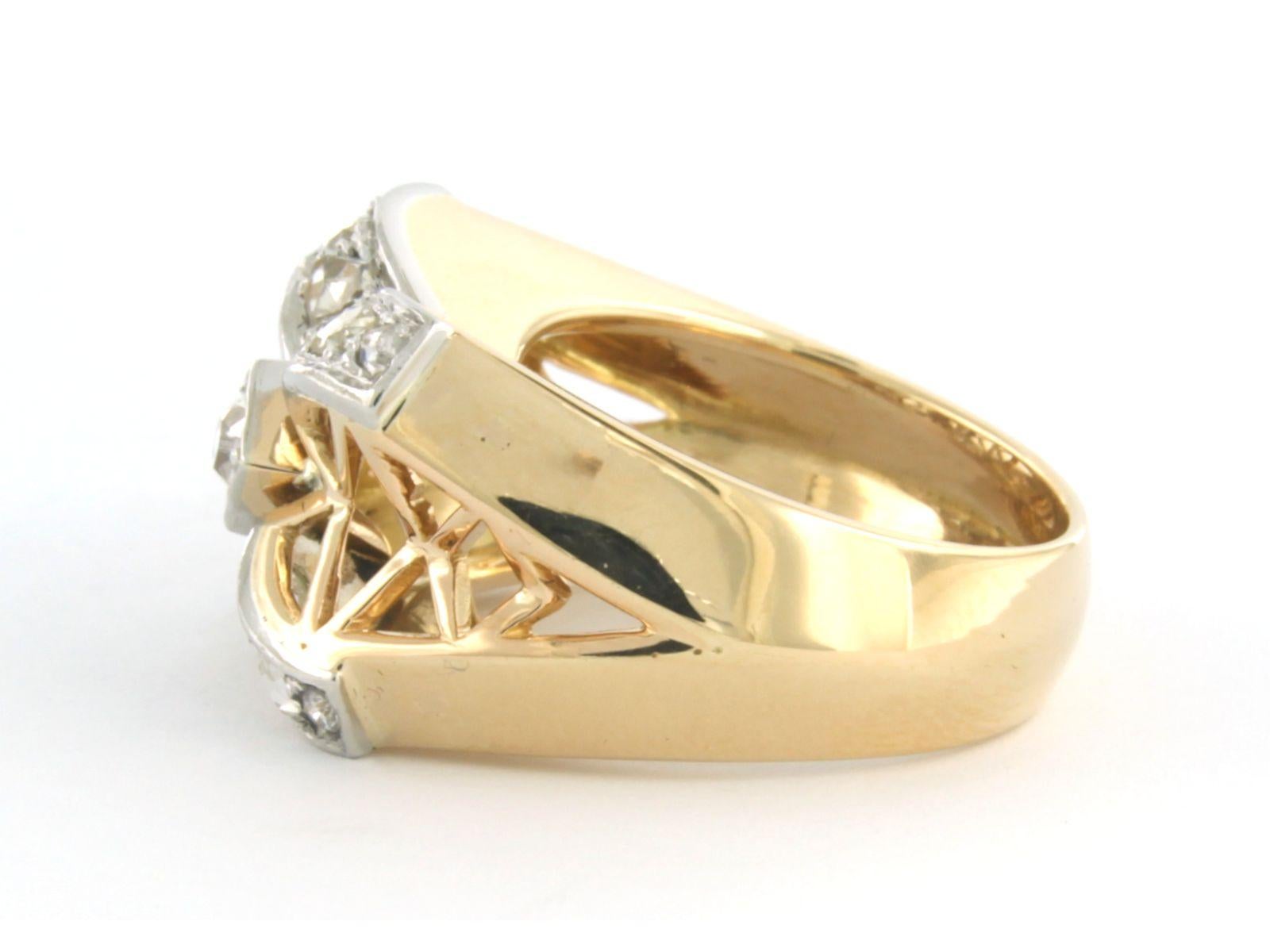 RETRO ring with old mine and rose cut diamonds up to 0.30ct 18k gold In Excellent Condition For Sale In The Hague, ZH