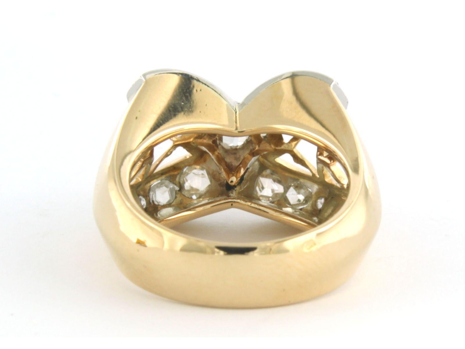 Women's RETRO ring with old mine and rose cut diamonds up to 0.30ct 18k gold For Sale