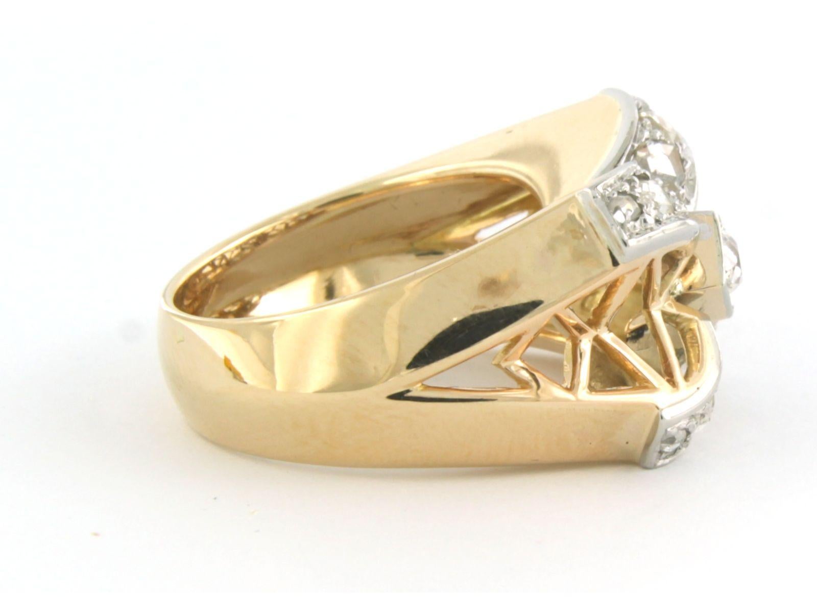 RETRO ring with old mine and rose cut diamonds up to 0.30ct 18k gold For Sale 1
