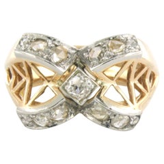 Bague RETRO avec diamants taille vieille mine et rose jusqu'à 0,30 ct or 18 carats