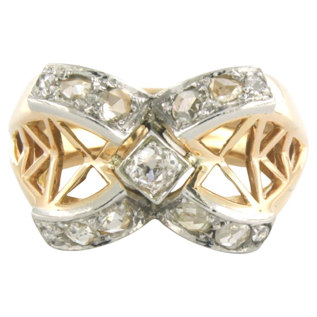 RETRO ring with old mine and rose cut diamonds up to 0.30ct 18k gold