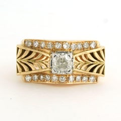 RETRO Ring mit Diamanten im Minenschliff und Einzelschliff bis zu 0,90 Karat aus 18 Karat Gold