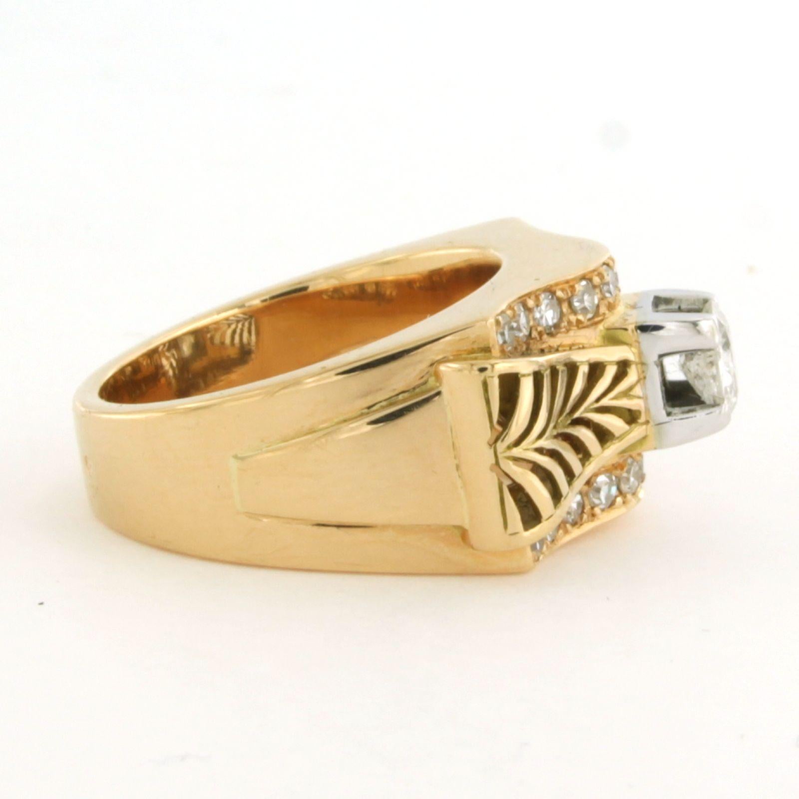 RETRO Ring mit Diamanten im Minenschliff und Einzelschliff bis zu 0,90 Karat aus 18 Karat Gold (Retro) im Angebot