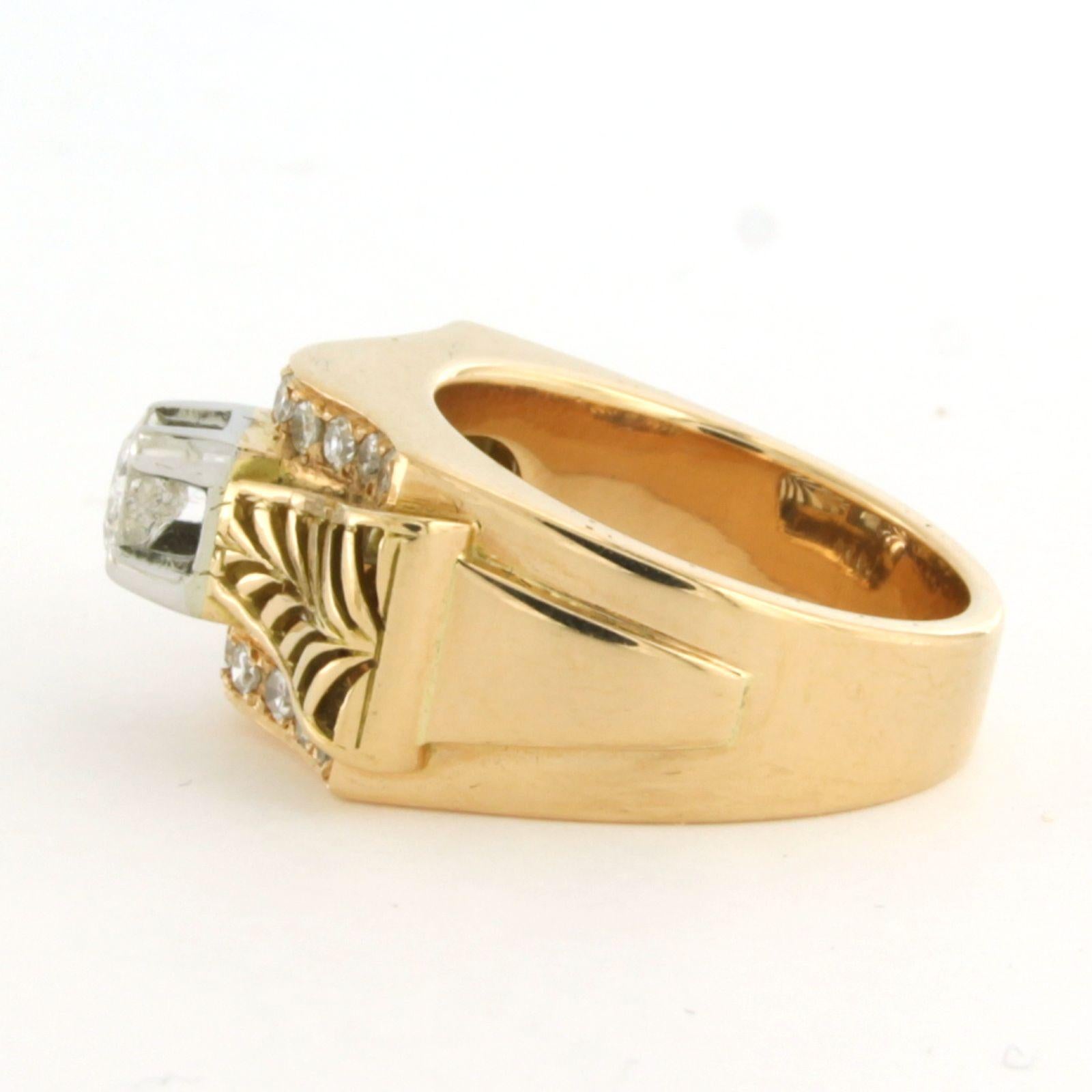 RETRO Ring mit Diamanten im Minenschliff und Einzelschliff bis zu 0,90 Karat aus 18 Karat Gold (Alteuropäischer Brillantschliff) im Angebot