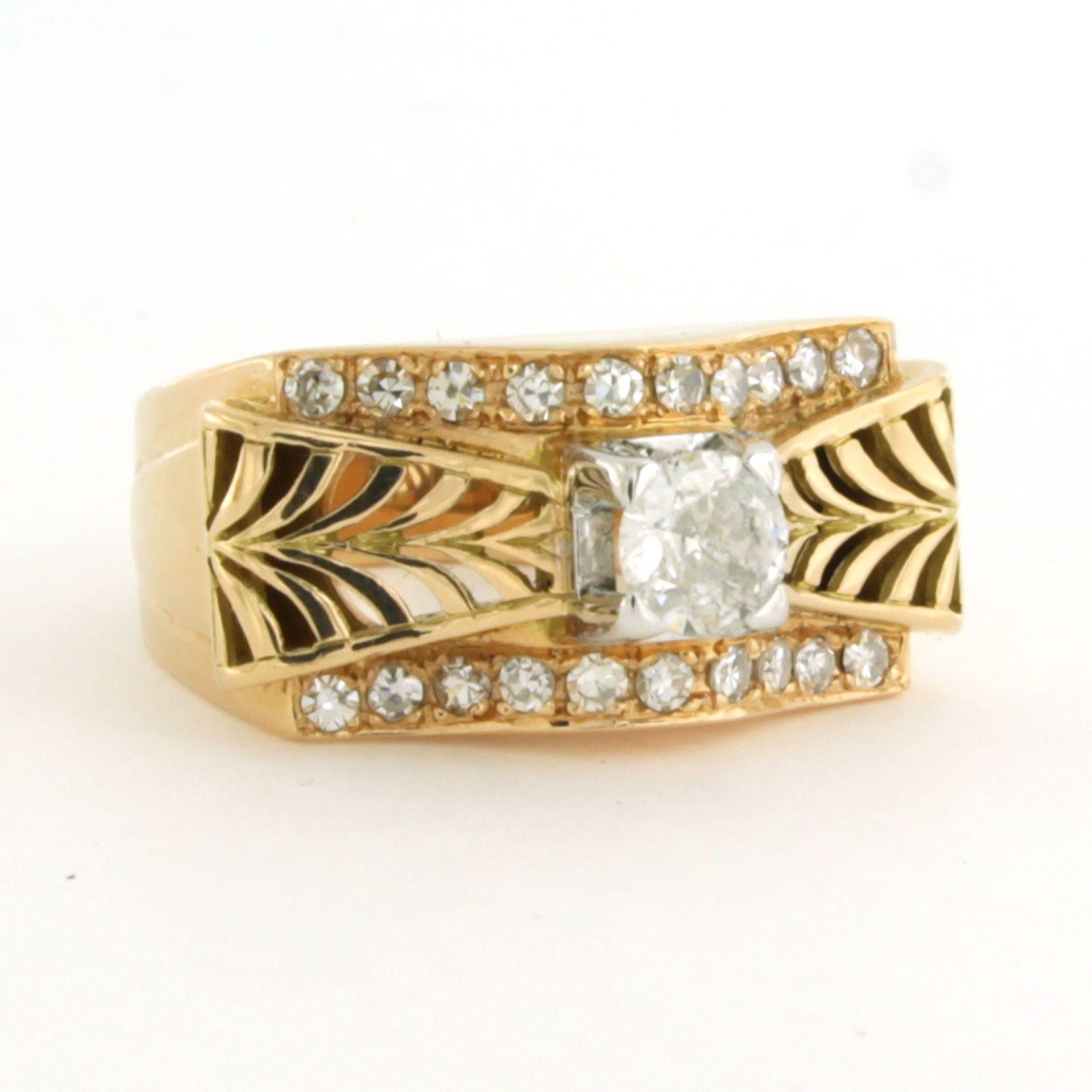 RETRO Ring mit Diamanten im Minenschliff und Einzelschliff bis zu 0,90 Karat aus 18 Karat Gold im Angebot 1