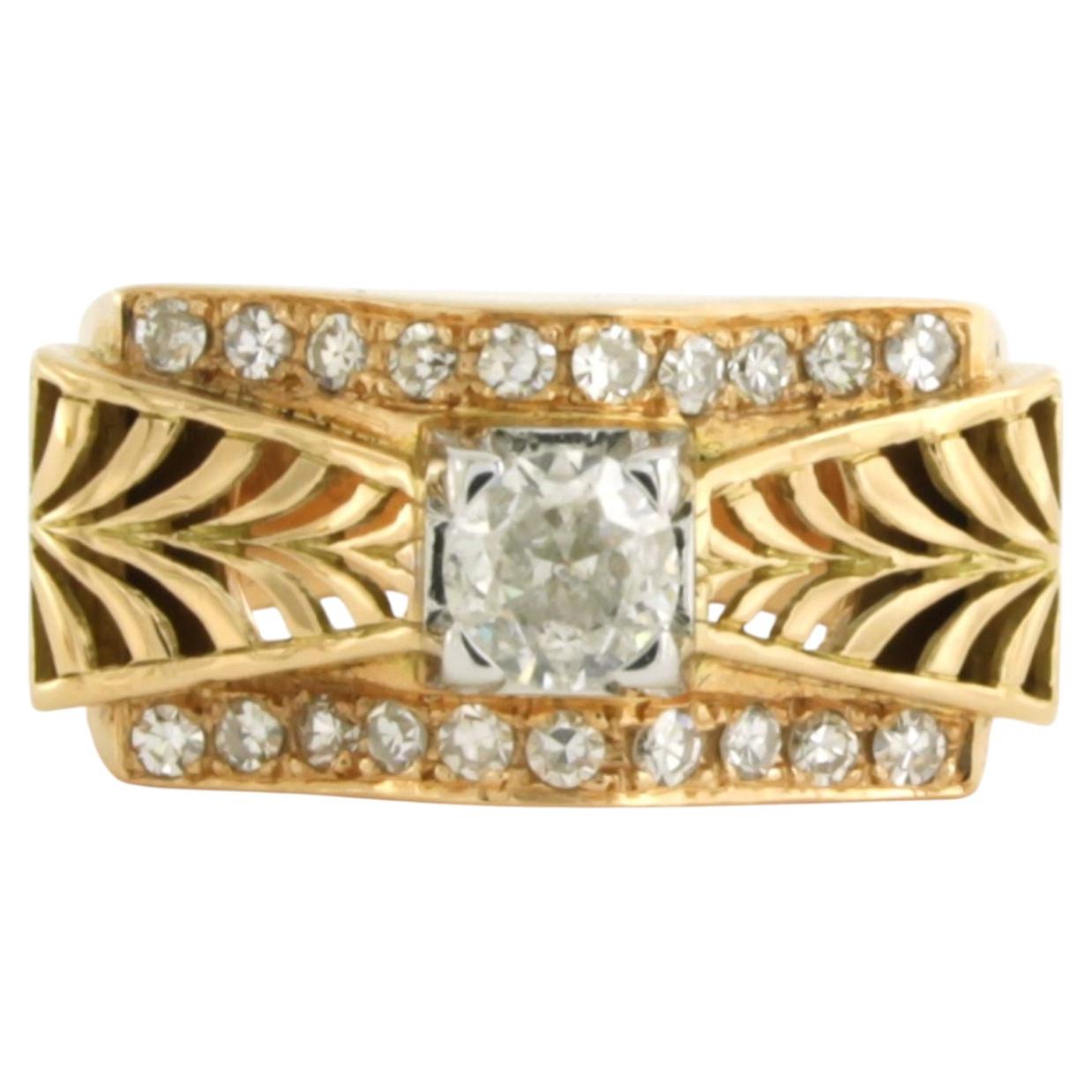 RETRO ring with old mine cut and single cut diamonds up to 0.90ct 18k gold