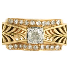 RETRO ring with old mine cut and single cut diamonds up to 0.90ct 18k gold