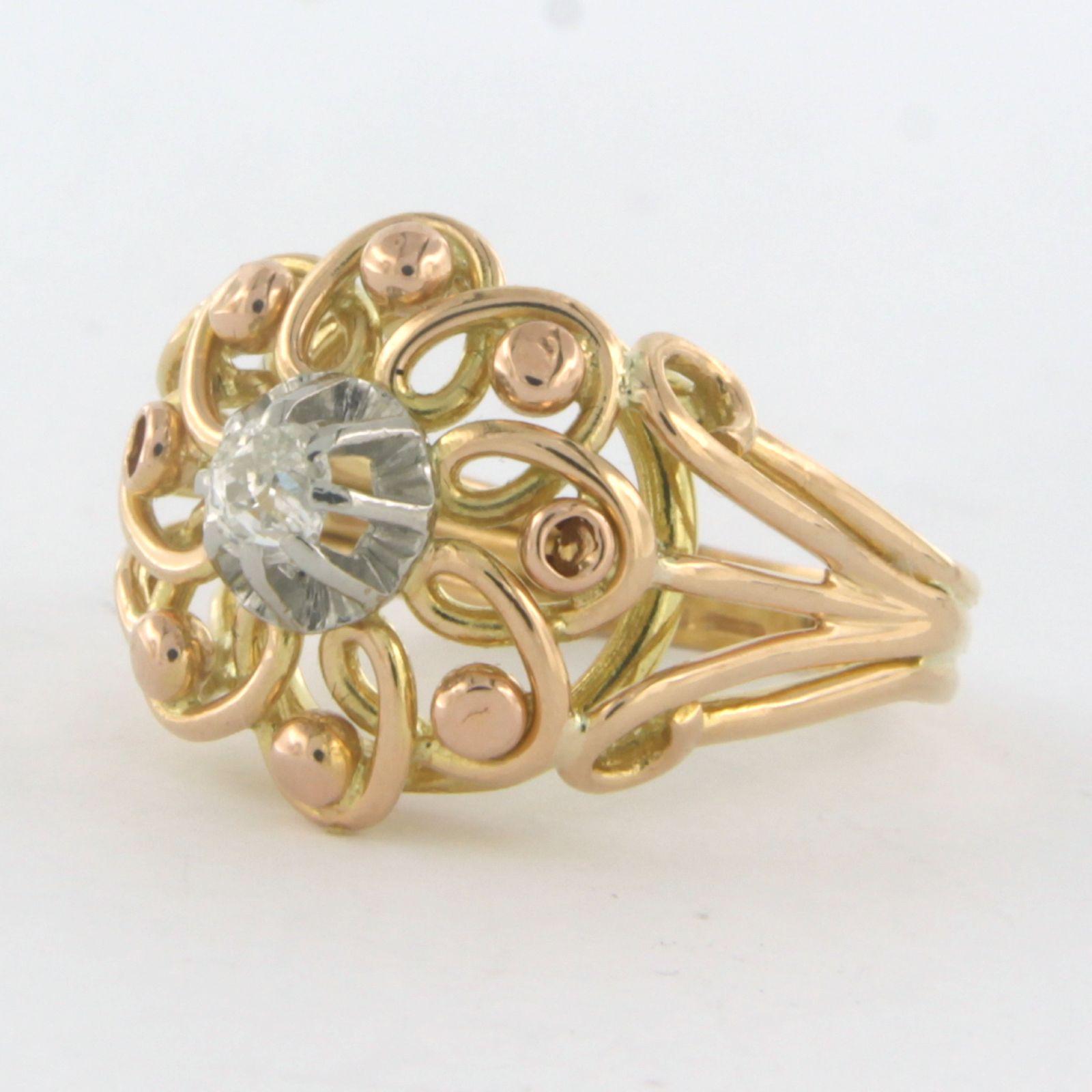 RETRO Ring mit altem Minenschliff-Diamant bis zu 0,15ct 18k Gold 5,0 Gramm Damen im Angebot