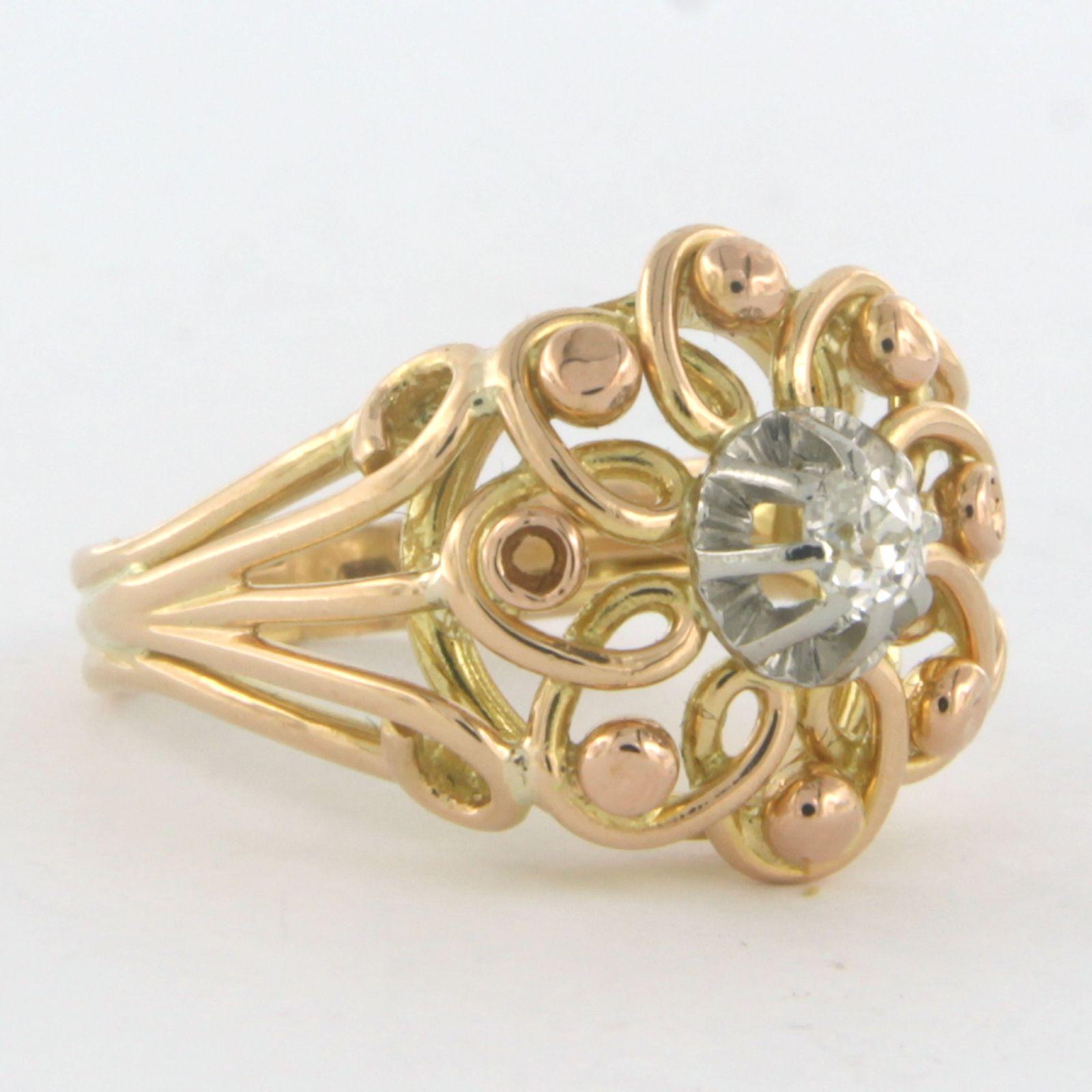 RETRO Ring mit altem Minenschliff-Diamant bis zu 0,15ct 18k Gold 5,0 Gramm im Angebot 1