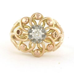 Anello RETRO con diamante taglio old mine fino a 0,15ct in oro 18k 5,0 grammi
