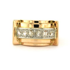 RETRO ring with old mine cut diamonds up to 0.24ct 18k gold and platinum