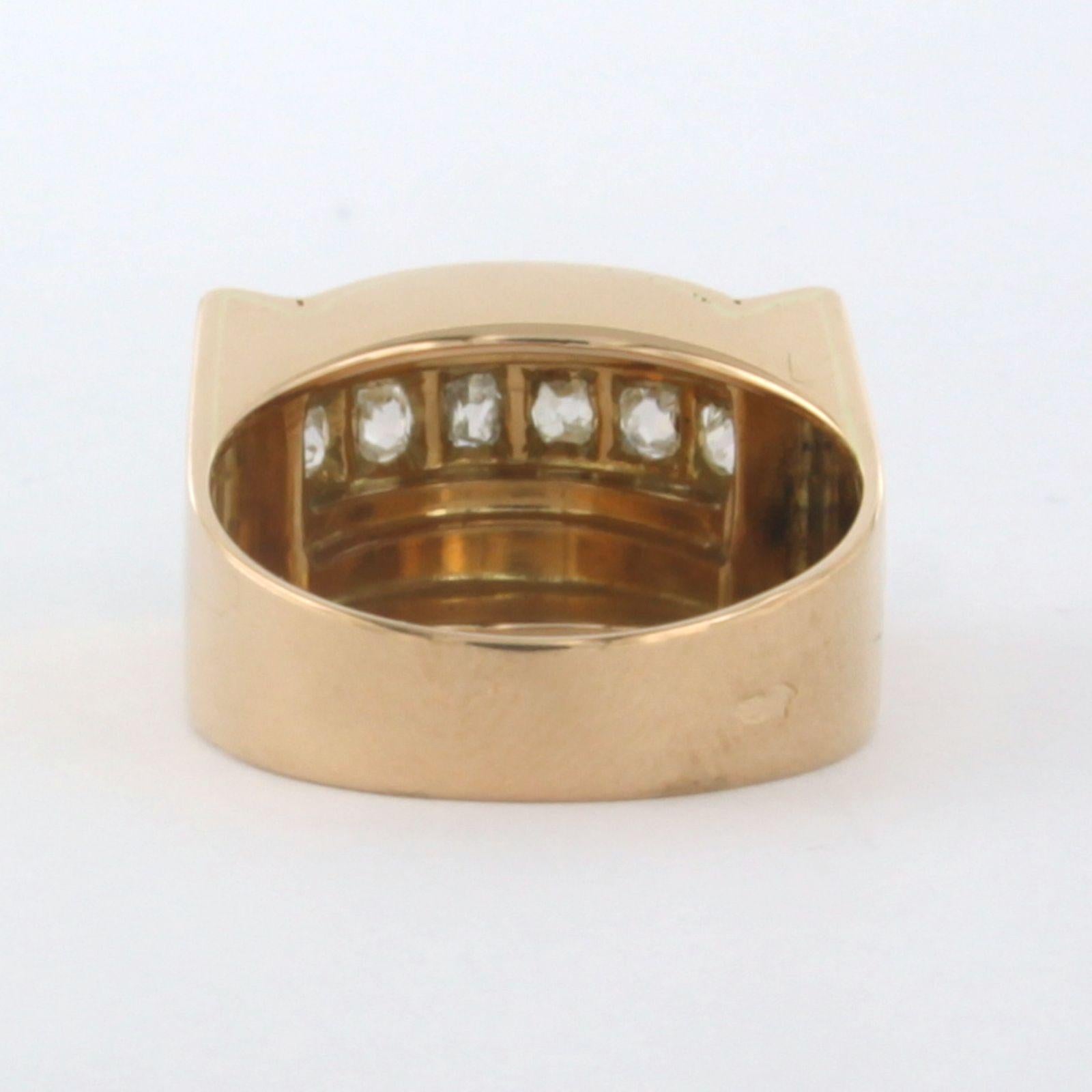 Old Mine Cut RETRO ring with old mine cut diamonds up to 0.24ct 18k gold and platinum For Sale