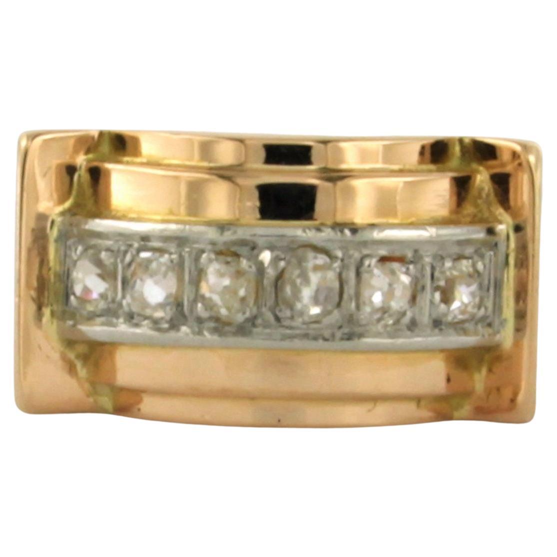 RETRO ring with old mine cut diamonds up to 0.24ct 18k gold and platinum