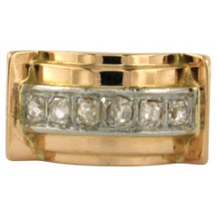 RETRO ring with old mine cut diamonds up to 0.24ct 18k gold and platinum