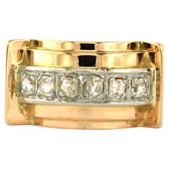 RETRO ring with old mine cut diamonds up to 0.24ct 18k gold and platinum
