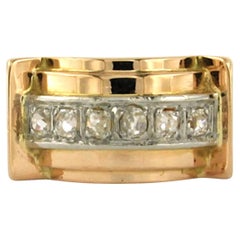 RETRO ring with old mine cut diamonds up to 0.24ct 18k gold and platinum