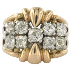 Anello RETRO con diamanti taglio old mine fino a 2,00ct in oro 18k bicolore