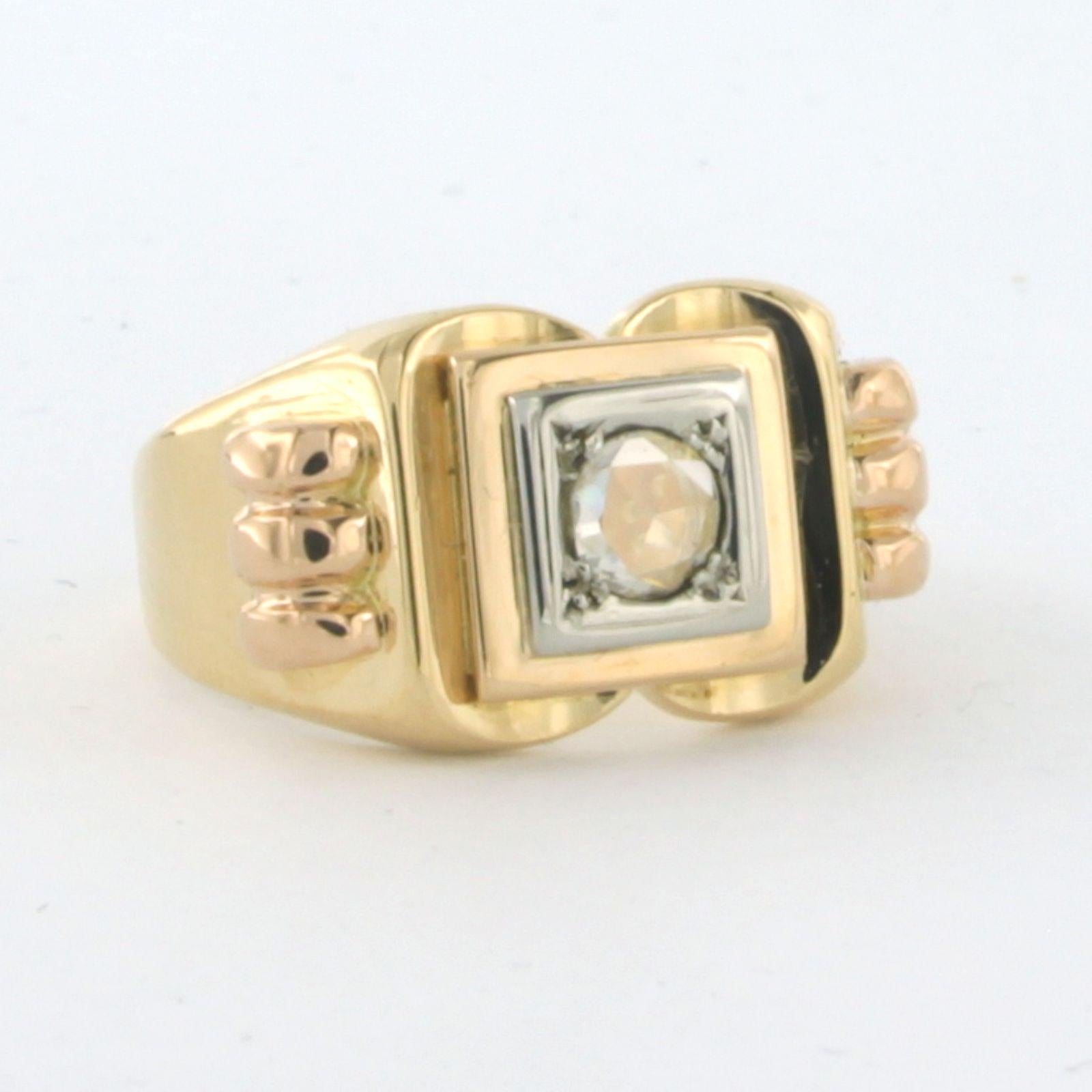 RETRO Ring mit Diamanten im Rosenschliff bis zu 0,10 Karat 18k Gold - 12,4 Gramm (Retro) im Angebot