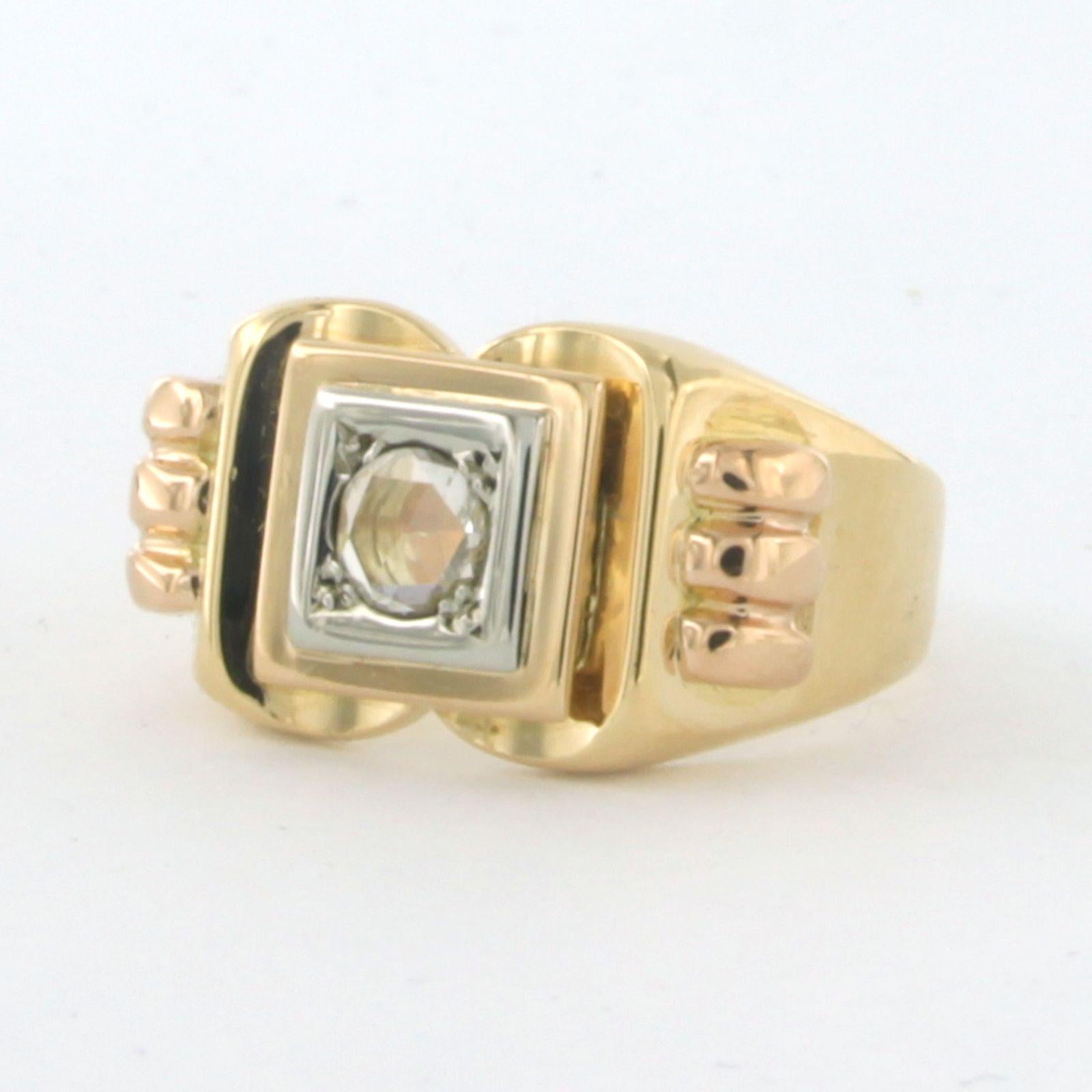 RETRO Ring mit Diamanten im Rosenschliff bis zu 0,10 Karat 18k Gold - 12,4 Gramm im Zustand „Hervorragend“ im Angebot in The Hague, ZH