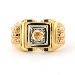 RETRO ring with rose cut diamond up to 0.10ct 18k gold - 12.4 gram0